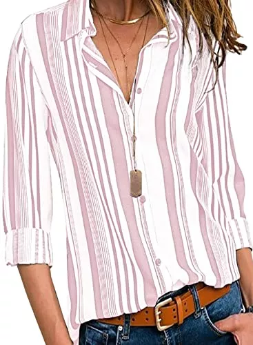 Aleumdr Hemdblusen Aleumdr Bluse Damen Langarm hemdbluse einfarbig Business Hemd Herbst und Sommer Revers Kragen S-XXL