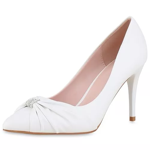 VAN HILL High Heels VAN HILL Damen Klassische Pumps mit Pfennigabsatz Strass Zierperlen