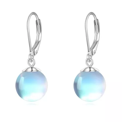KQF Schmuck Mondstein Ohrringe Sterling Silber Mondstein Ohrringe für Damen Mädchen baumeln