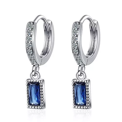 Generic Schmuck Yikoly Damen Mädchen Ohrringe Silber 925 Einfache süß AAA Zirkonia Blau Strass Mode creolen Süß Hoop Ohrschmuck