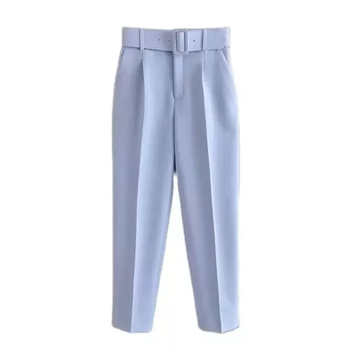 Generic Hosen Schwarze Anzughose Frau Hohe Taille Hose Schärpen Taschen Büro Damenhose Mode Mittleres Alter Rosa Gelbe Hose