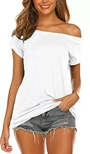 Lalala T-Shirts Lalala Longshirt Damen Oberteile Elegant Schulterfrei Tshirt Kurzarm/Langarm Bluse Tunika Shirts