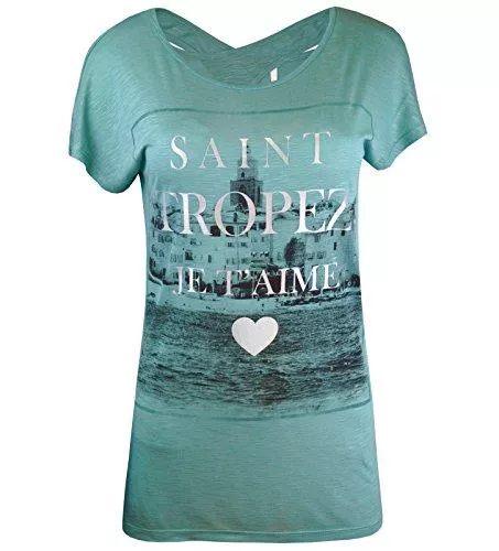 ONLY T-Shirts ONLY Damen T-Shirt Bella SS TAKE/Tropez TOP Box türkis orange weiß Sommer