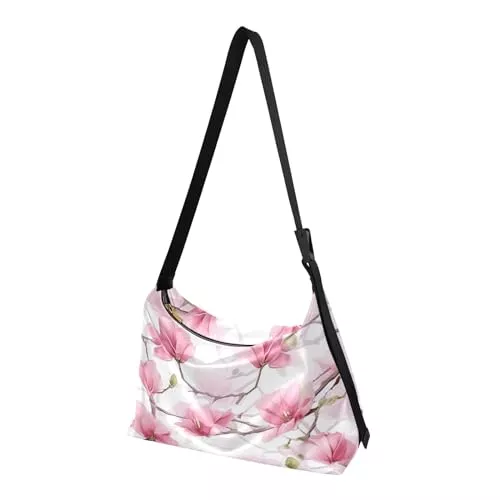 MCHIVER Taschen & Rucksäcke MCHIVER Hobo-Umhängetasche mit Kirschblüten-Motiv, für Damen und Herren, PU-Leder, Crossbody-Tasche, lässige Tragetasche, Handtaschen für Einkaufen, Arbeit, Reisen, Cherry Blossoms Flower Pink,