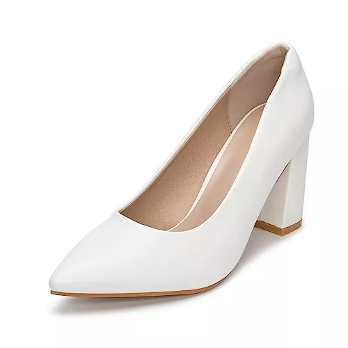 Ophestin High Heels Damen Pumps mit Absatz Elegant Damen Pumps mit Hohem Blockabsatz Hochzeits-Pumps