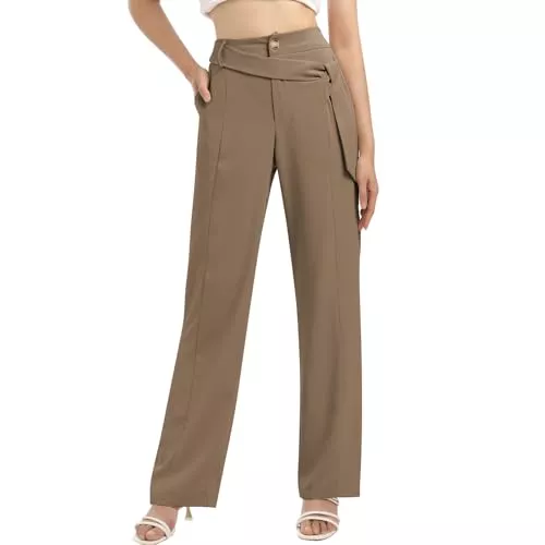 Odizli Hosen Odizli Damen Elegant Locker High Waist Lang Weite Bein Hose Business Festlich Anzughose