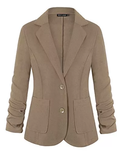 MINTLIMIT Blazer MINTLIMIT Damen Casual Arbeit Büro Blazer Seitentaschen Knopf 3/4 Ärmel Suits Jackes