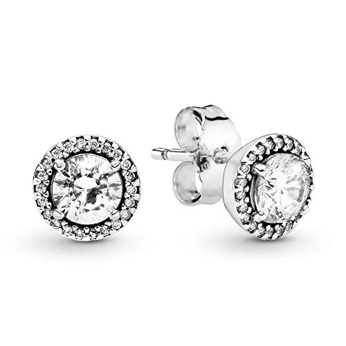 PANDORA Schmuck PANDORA Timeless Round Sparkle Ohrringe Rund aus Sterling Silber mit Zirkonia Steinchen - Größe ca. 8mm
