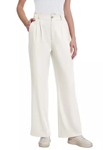 Fourindo Hosen Fourindo Hosen Damen Weite Bein Palazzo Hose Causal Locker High Waist Hose Stoffhose mit Tasche Elegant Stretch Anzughose Freizeithose