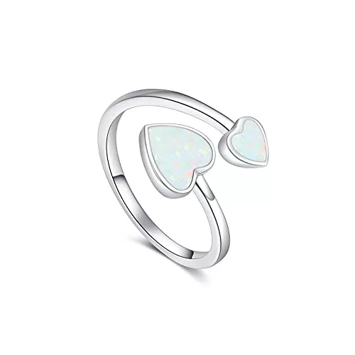 Waysles Schmuck Damen Ring 925 Sterling Silber Star/Kreuz/Blitz/Wellen/Herz Verstellbar Ermutigung Schmuck Geschenk für Mutter, Tochter, Mädchen