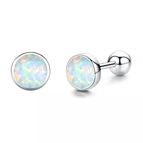 KINGWHYTE Schmuck Opal-Ohrringe Sterlingsilber Opal Geburtsstein Ohrringe Blau/Weiß/Rosa/Gold/Roségold Ohrstecker Schmuck für Frauen Mädchen