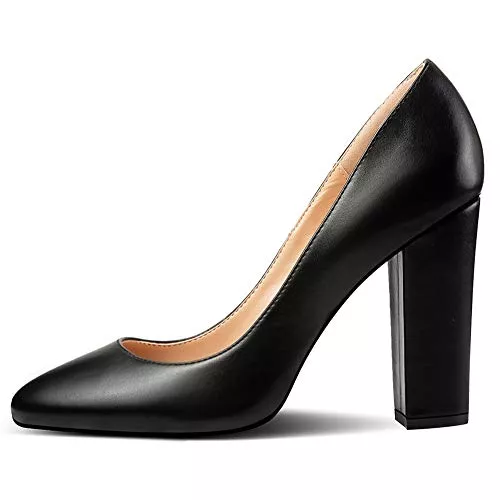 elashe High Heels elashe - Damenchuhe - High Heel Pumps - Blockabsatz - 10CM - Runde Spitze - große Größe - Pumps