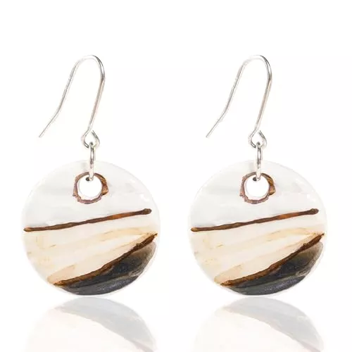 YOURDIARY Schmuck YOURDIARY Schicke und stilvolle Sterling Silber Keramik runde Ohrringe, Sterling Silber Ohrhaken, baumelnden Ohrringe für Frauen, Mädchen, einzigartige personalisierte glamouröse Ohrringe Geschenke