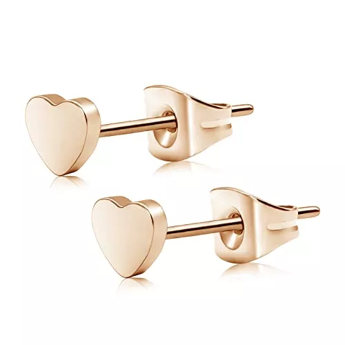 Artskin Schmuck Titan Frauen Ohrstecker Nickel frei hypoallergen Mädchen Ohrring Ohrstecker für empfindliche Ohren zierlich herzförmigen Ohrring für Frauen Mädchen Teens schwarz Silber Gold Rose Gold