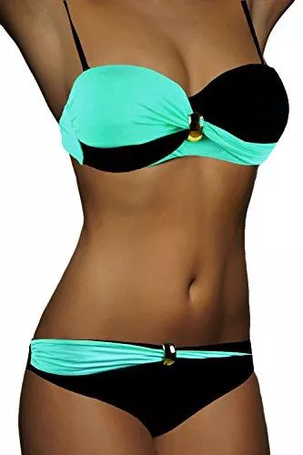 ALZORA Bademode ALZORA Twist Push Up Bandeau Bikini Set Damen Pushup Badeanzug viele Farben und Größen