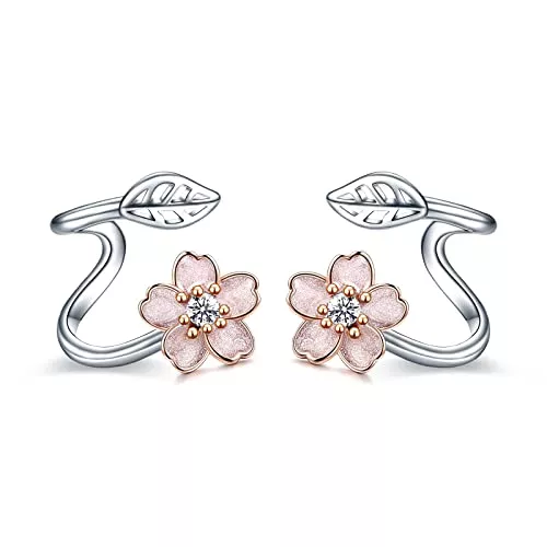 POPLYKE Schmuck POPLYKE Blatt Sonnenblume Ohr Kletterer Crawler Manschette Wraps Ohrringe 925 Sterling Silber Blume Schmuck Geschenke für Damen