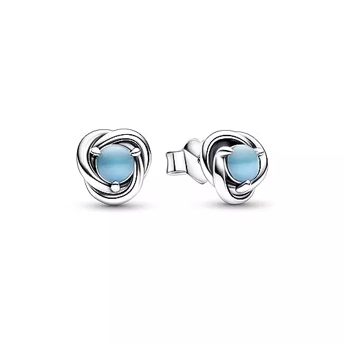 Pandora Schmuck Sterling silver stud earrings with capri blue crystal