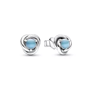 Pandora Schmuck Sterling silver stud earrings with capri blue crystal