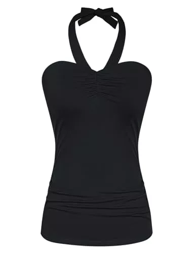 Belle Poque Tops Belle Poque Damen Sommer Casual Crossover Weste kurzärmeliges Hemd Neckholder Top
