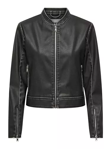 ONLY Jacken ONLY female Kunstlederjacke Stehkragen Ärmelbündchen mit Reißverschluss Jacke
