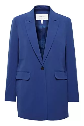 b.young Blazer b.young BYDANTA Damen Blazer Longblazer Jacke mit Reverskragen und Knopf Regular Fit mit Stretch Langer Schnitt