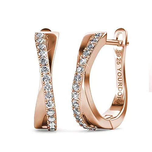 YOURDORA Schmuck YOURDORA Creolen Silber Damen Klein Ohrringe 925 Silber Rhodiniert Kreolen 15mm mit Zirkonia aus Österreich