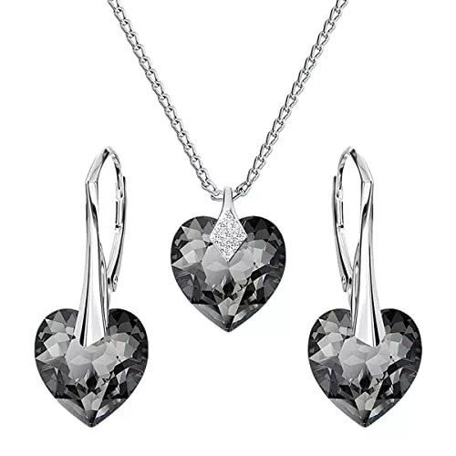 MŚ 1997 MENNICA ŚWIDNICKA Schmuck MŚ 1997 MENNICA ŚWIDNICKA Herz Herzen Schmuckset 925 Silber mit Marken Kristalle - Schmuck für Frauen und Mädchen - Ohrringe and Halskette Ideal Geschenke für Frauen - Silberne Ohrringe und Halskette