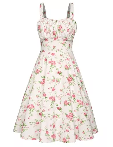 Belle Poque Cocktail Belle Poque Damen Casual Cocktailkleid Sommerkleid Elegant Spaghetti Freizeitkleid A-Line Lang BP0380S22