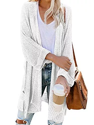 Minetom Strickjacken Minetom Strickjacke Damen Cardigan Strickmantel Strickcardigan Mittlere Länge Open Front Cardigan Cover Up Outwear Oversize Herbst