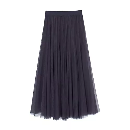 iyoimono Röcke iyoimono Damen Tüllrock Falten Rock Höhe Taille A Line Mesh Freizeit Fashion Skirt Spitze Rock Midi Plisseerock Lässig Frühlingsrock