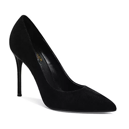 MOOMMO High Heels MOOMMO Damen High Heel Pumps Spitze Geschlossene Klassische Stiletto Pumps mit 10 cm Pfennigabsatz Bequeme Halbschuhe Damenschuhe Slip-on Elegant Hochzeit Schuhe Abendschuhe Schwarz 34-41 EU