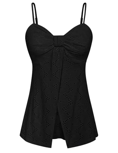 Belle Poque Tops Belle Poque Damen Tank Top Spaghettiträger Lochmuster Camisole Top Party Freizeit Strand