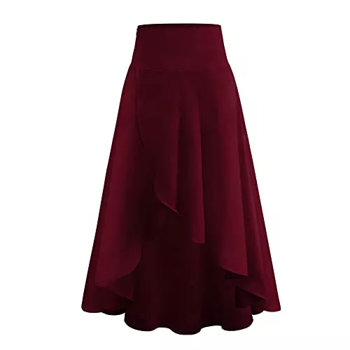 Odizli Röcke Odizli Damen Elegant High Waist Elastische Wickelrock Sommer Lang Rock mit Schlitz