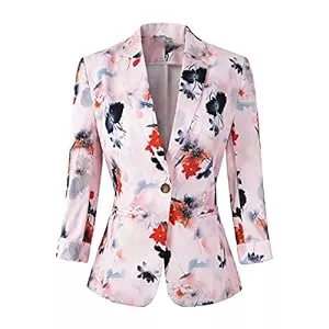 Beninos Blazer Womens 3/4 Sleeve Lightweight Office Work Suit Jacket Floral Blazer