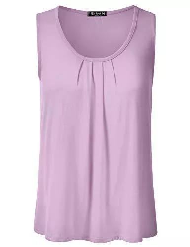 EIMIN Ärmellose Blusen EIMIN Damen Plissee U-Ausschnitt Ärmellos Stretch Basic Soft Tank Top (S-3X)