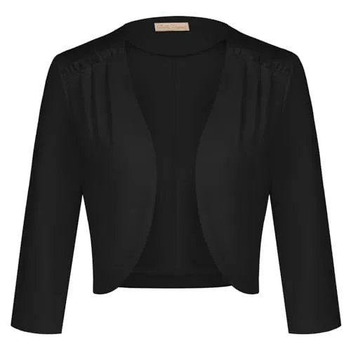 Belle Poque Strickjacken Belle Poque Damen Bolero 3/4 Ärmel Elegante Kurze Strickjacke Leichte Shrug Sommer Tops für Kleider