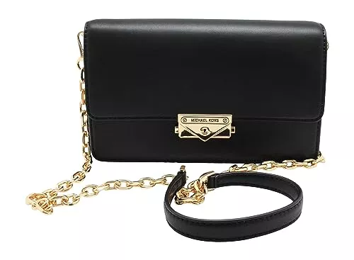 Michael Kors Taschen & Rucksäcke Michael Kors CECE Umhängetasche aus veganem Leder, mittlere Klappe, Schwarz, Schwarz