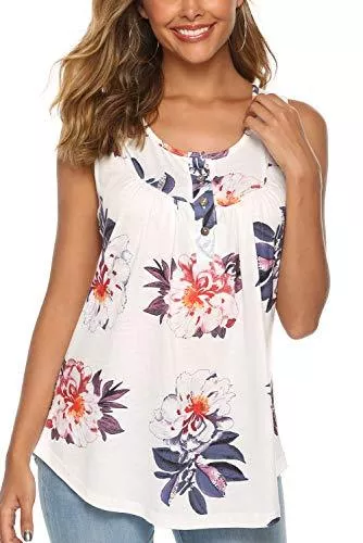 Bequemer Laden Ärmellose Blusen Bequemer Laden Damen Tank Top Sommer Ärmellose T Shirt Knopfleiste Bluse Oberteile Tunika Casual Lose Shirt Top