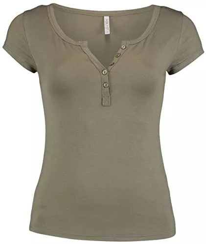 Hailys T-Shirts Hailys Henna Frauen T-Shirt Khaki Basics, Casual Wear, Streetwear