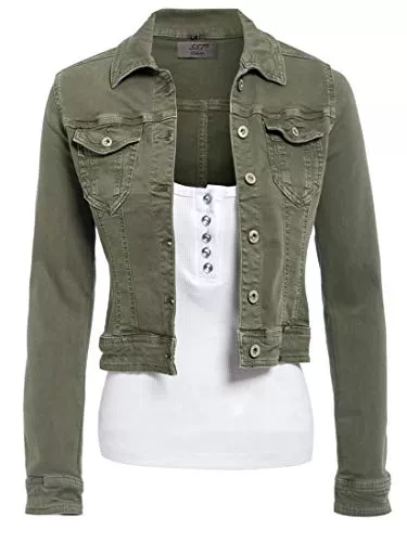 SS7 Jacken SS7 Damen ausgestattet Jeansjacke Damen Stretch Khaki Jean-Jacken-Größe 34-44