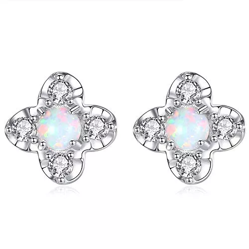 VIKI LYNN Schmuck VIKI LYNN Opal Ohrringe Damen Ohrhänger 925 Sterling Silber und Zircons Ohrstecker Geburtstag Weihnachten Valentinstag Geschenke für Frauen