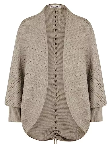 GRACE KARIN Strickjacken GRACE KARIN Damen Leicht Kordelzug Strickjacke Casual Cardigan Fledermausärmel Langarm Strickmantel V-Ausschnitt Cover Up Bolero Open Front Knitwear