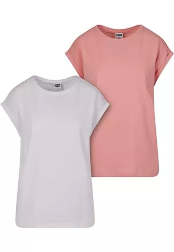 Urban Classics T-Shirts Urban Classics Damen T-Shirt Ladies Extended Shoulder Tee 2-Pack, 2-er Pack T-Shirt für Frauen, erhältlich in verschiedenen Farben, Größen XS-5XL