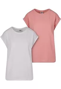 Urban Classics T-Shirts Urban Classics Damen T-Shirt Ladies Extended Shoulder Tee 2-Pack, 2-er Pack T-Shirt für Frauen, erhältlich in verschiedenen Farben, Größen XS-5XL