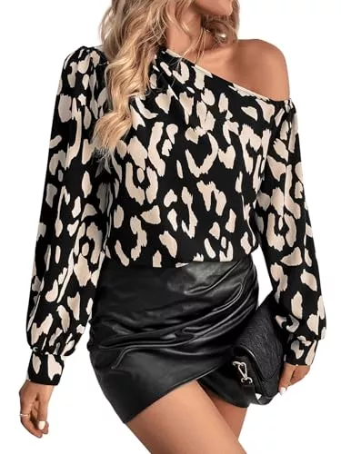 GORGLITTER Langarmblusen GORGLITTER Bluse Damen Elegant Langarm Bluse Oberteil Tunika Blusen Herbst Blusen Shirts