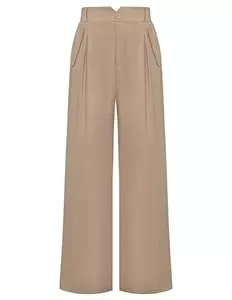 Belle Poque Hosen Belle Poque Damen Vintage Hose Plissiertes Design Elastische Taille Pants