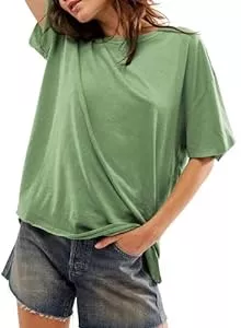 BLENCOT T-Shirts BLENCOT Damen Oversize T Shirt mit Rundhalsausschnitt Kurzärmeliges Casual Lockere Basic Sommer Tee Shirts Bluse