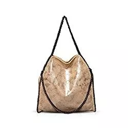 Modetasche Taschen & Rucksäcke Umhängetaschen für Frauen Damen Kette Umhängetasche Kettentasche Taschen für Damen Casual Handtasche große Hobo Schultertasche(Gold)