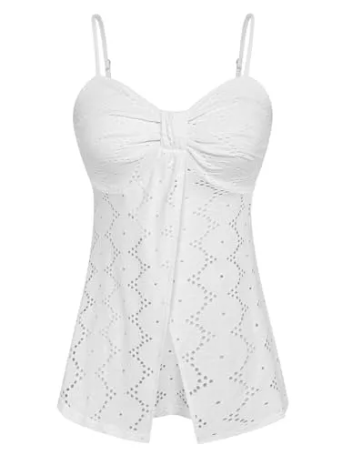 Belle Poque Tops Belle Poque Damen Tank Top Spaghettiträger Lochmuster Camisole Top Party Freizeit Strand