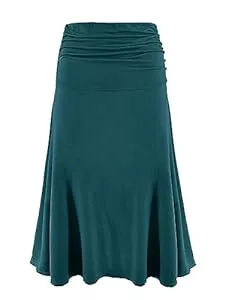 Laphilo Röcke Laphilo Damenrock, einfarbig, Viskose, lässig, elastisch, in der Taille, ausgestellter Midi Rock, bequem und leicht, Artikelnummer 9521